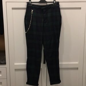 Hot Topic Blue Green Plaid Pant w/ Chain Medium